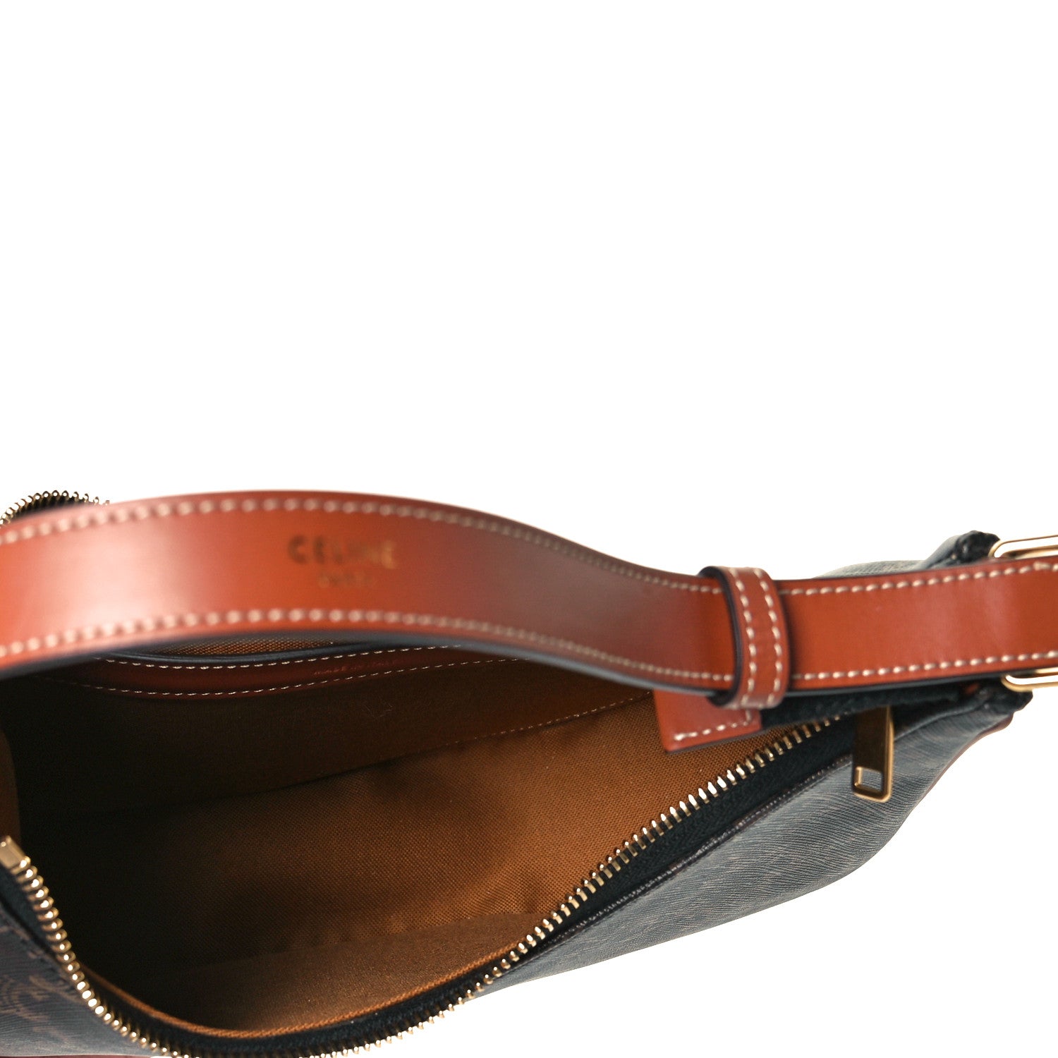 Celine Triomphe Canvas Calfskin Ava Shoulder Bag Tan 7 of 8