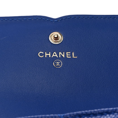 Chanel Caviar Quilted Filigree Large Gusset Flap Wallet Blue White Red 6 of 9