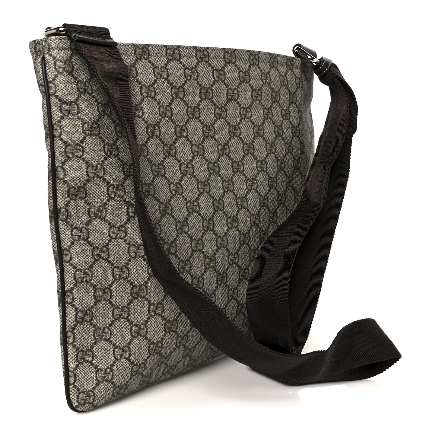 GG Supreme Monogram Medium Flat Messenger Bag Dark Brown