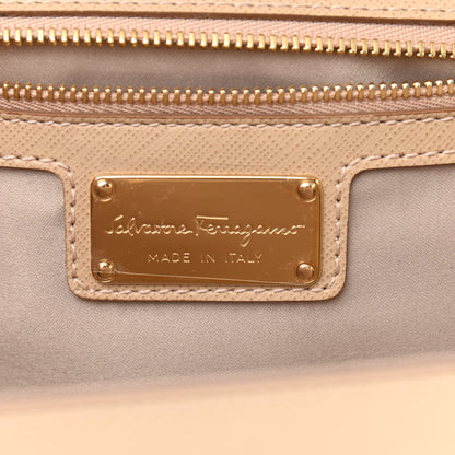 Salvatore Ferragamo Hammered Calfskin Vara Bow Chain Bag New Bisque 5 of 9