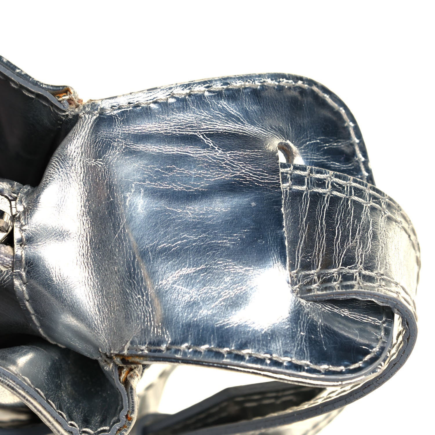 Burberry Metallic Patent House Check Sliced Beaton Silver 16 of 21
