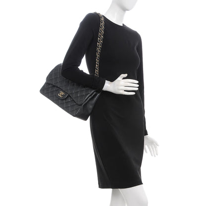 Chanel Metallic Caviar Quilted Jumbo Double Flap Dark Grey 2 of 9