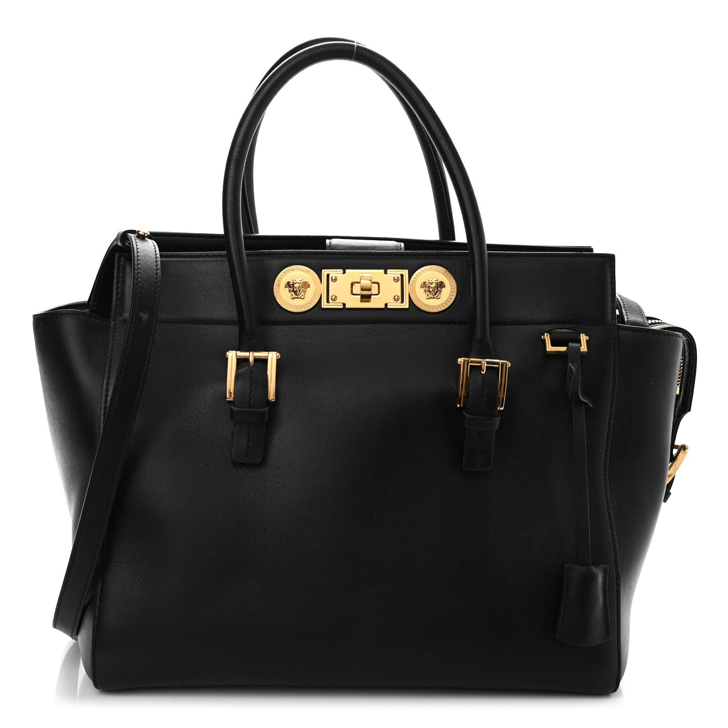Versace Vitello Calfskin Signature Tote Black 1 of 12