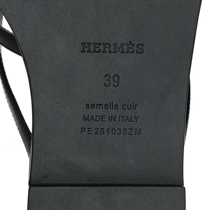 Hermes Calfskin Miss Sandals 39 Black 7 of 9