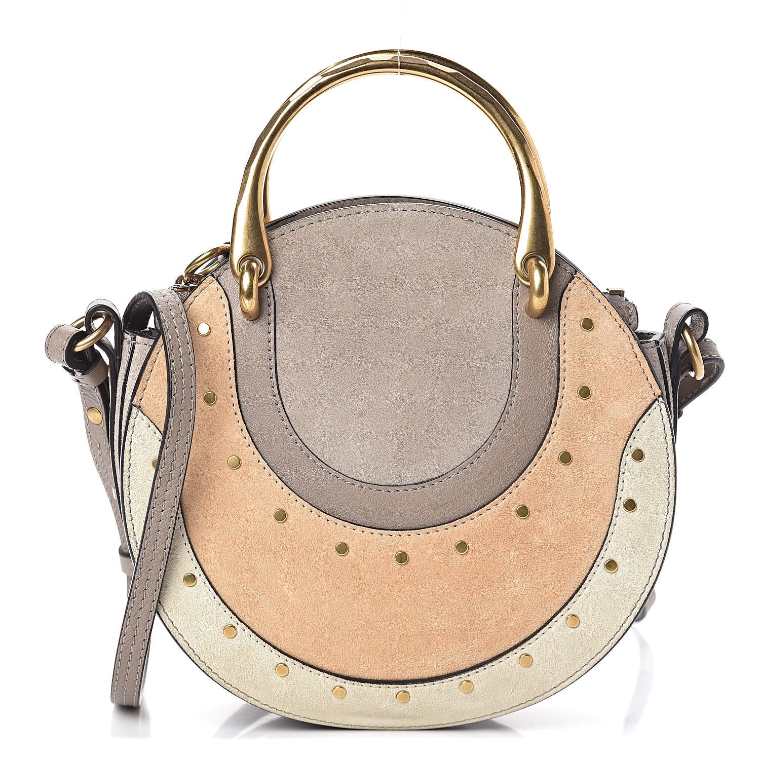 Chloe Smooth Calfskin Suede Patchwork Studded Small Pixie Bag Motty Grey 1 of 9