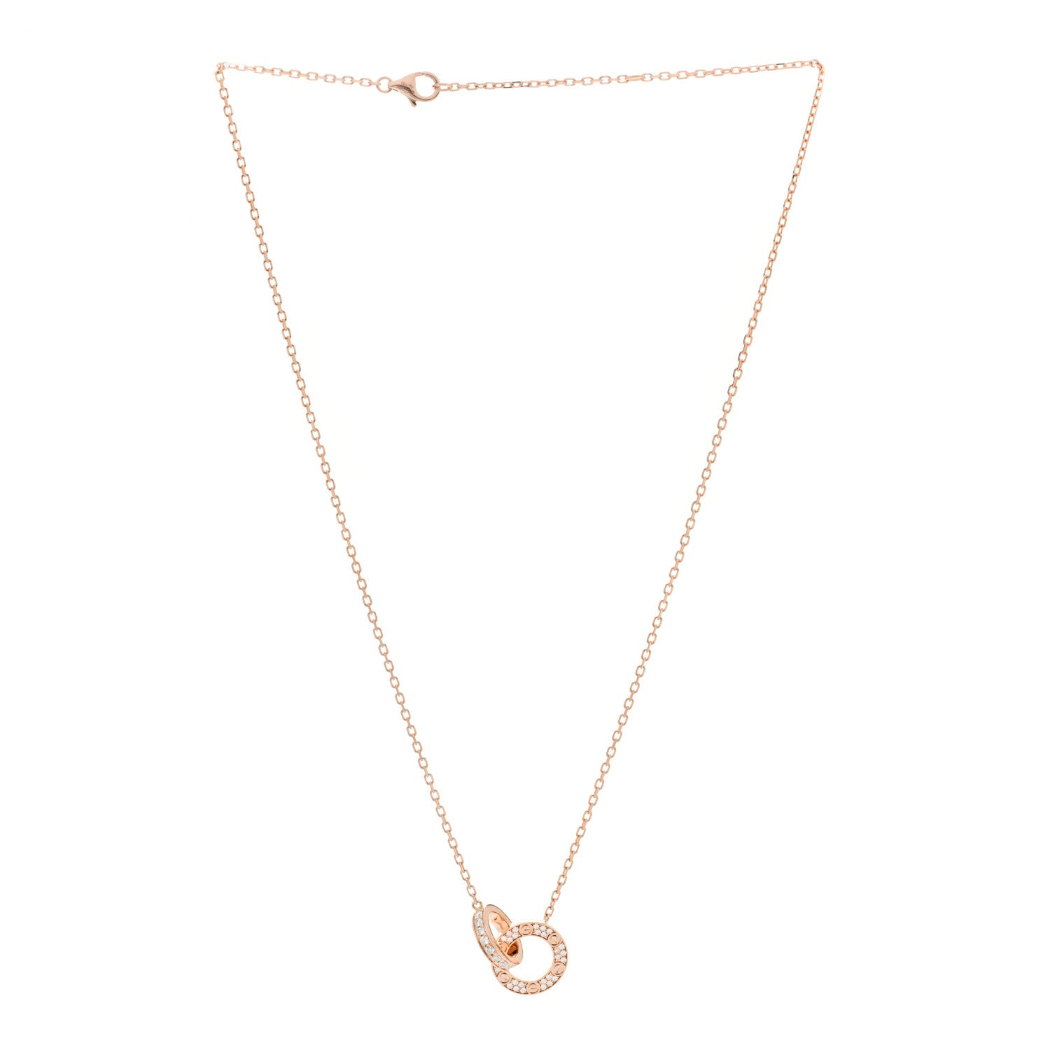 Cartier 18K Pink Gold Diamond Interlocking LOVE Paved Necklace 3 of 6
