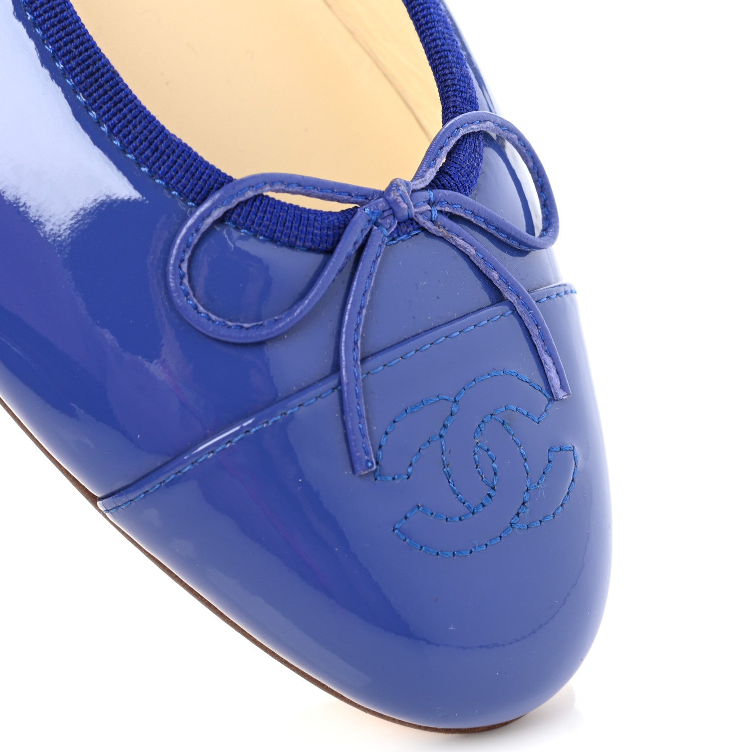 Chanel Patent Calfskin CC Cap Toe Ballerina Flats 39 Blue 11 of 11