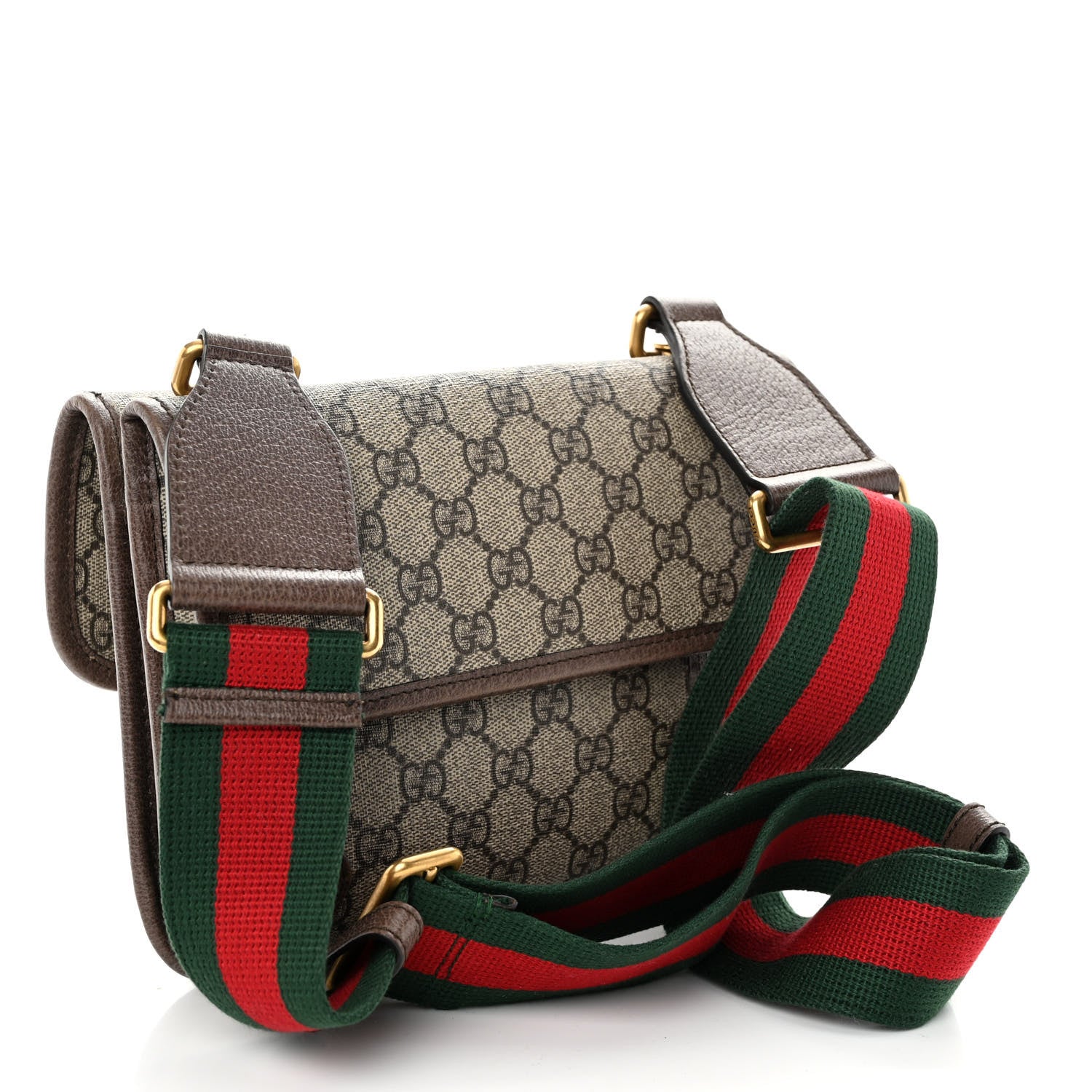 Gucci GG Supreme Monogram Web Small Neo Vintage Double Flap Messenger Bag Beige New Acero 3 of 13