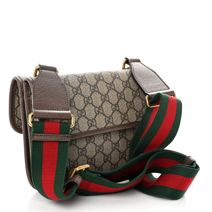 Gucci GG Supreme Monogram Web Small Neo Vintage Double Flap Messenger Bag Beige New Acero 3 of 13