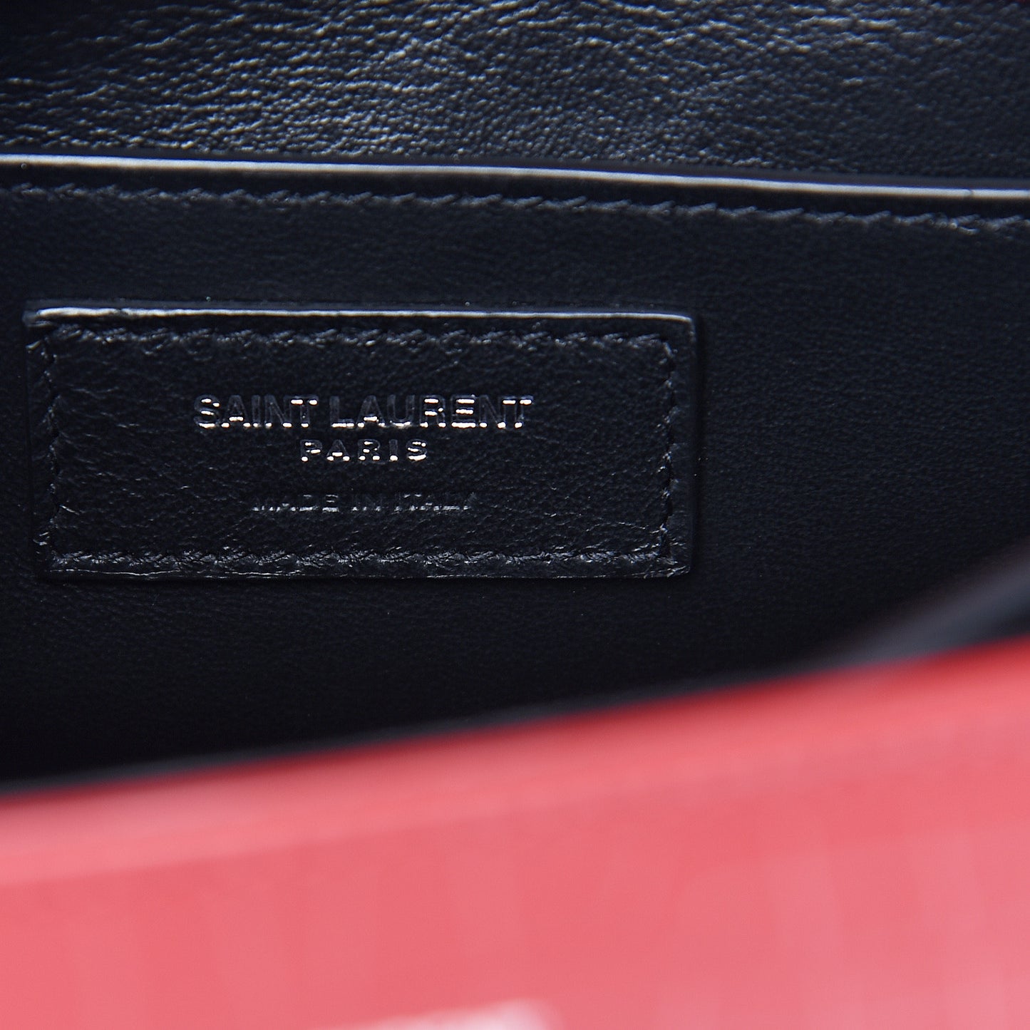 Calfskin Crocodile Embossed Medium Classic Monogram Cassandra Top Handle Red