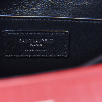 Saint Laurent Calfskin Crocodile Embossed Medium Classic Monogram Cassandra Top Handle Red 5 of 9