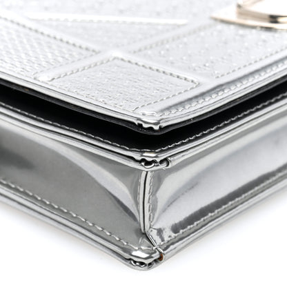 Christian Dior Metallic Patent Micro-Cannage Diorama Wallet on Chain Pouch Silver 7 of 8