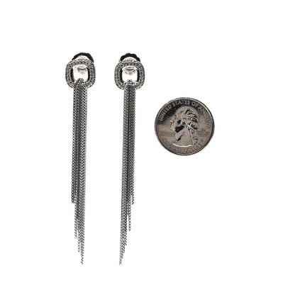 David Yurman Sterling Silver Pave Diamond Lariat Waterfall Earrings 2 of 4
