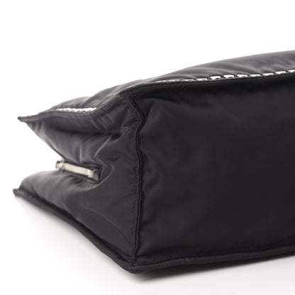 Prada Tessuto Nylon Etiquette Studded Tote Black Astrale 6 of 10