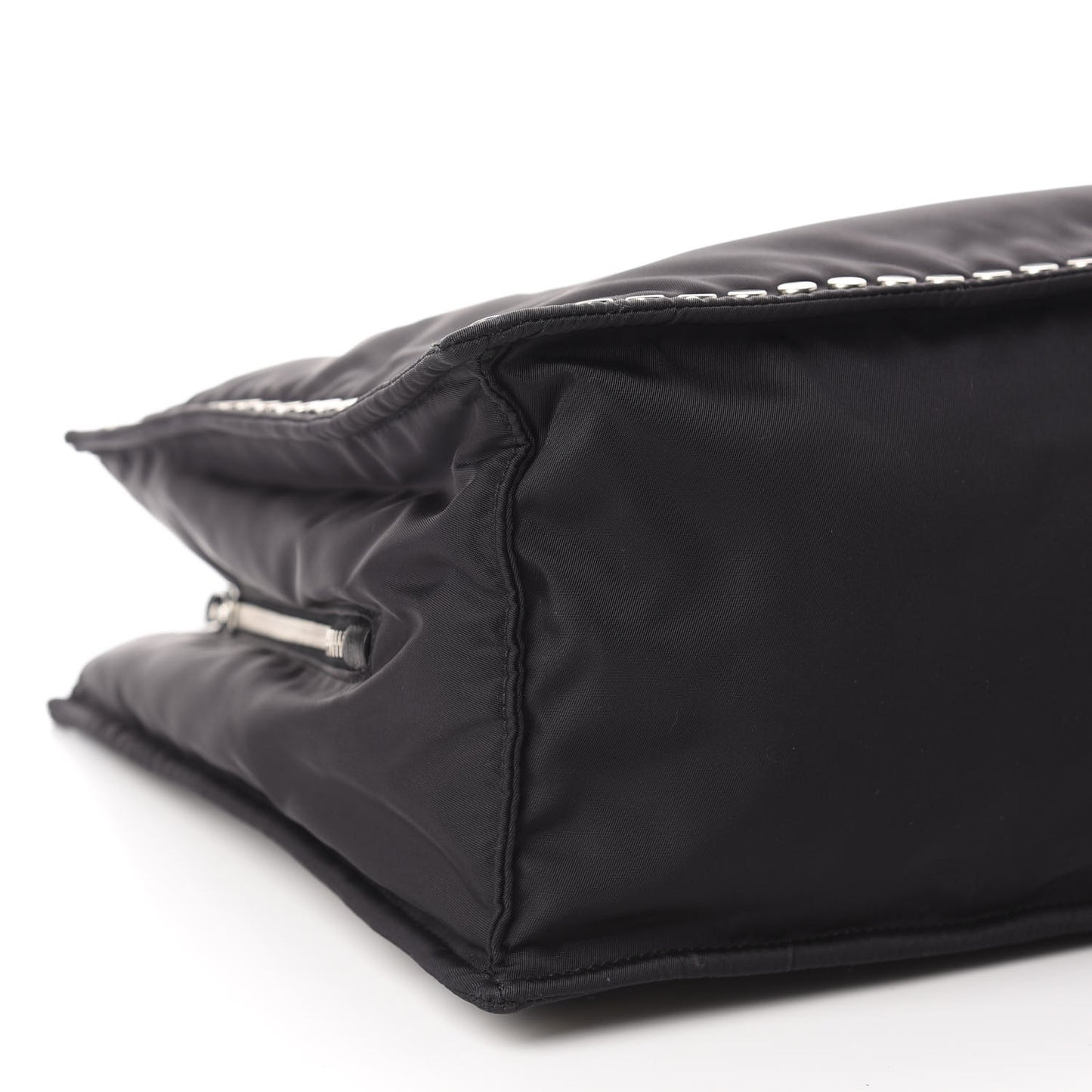 Tessuto Nylon Etiquette Studded Tote Black Astrale