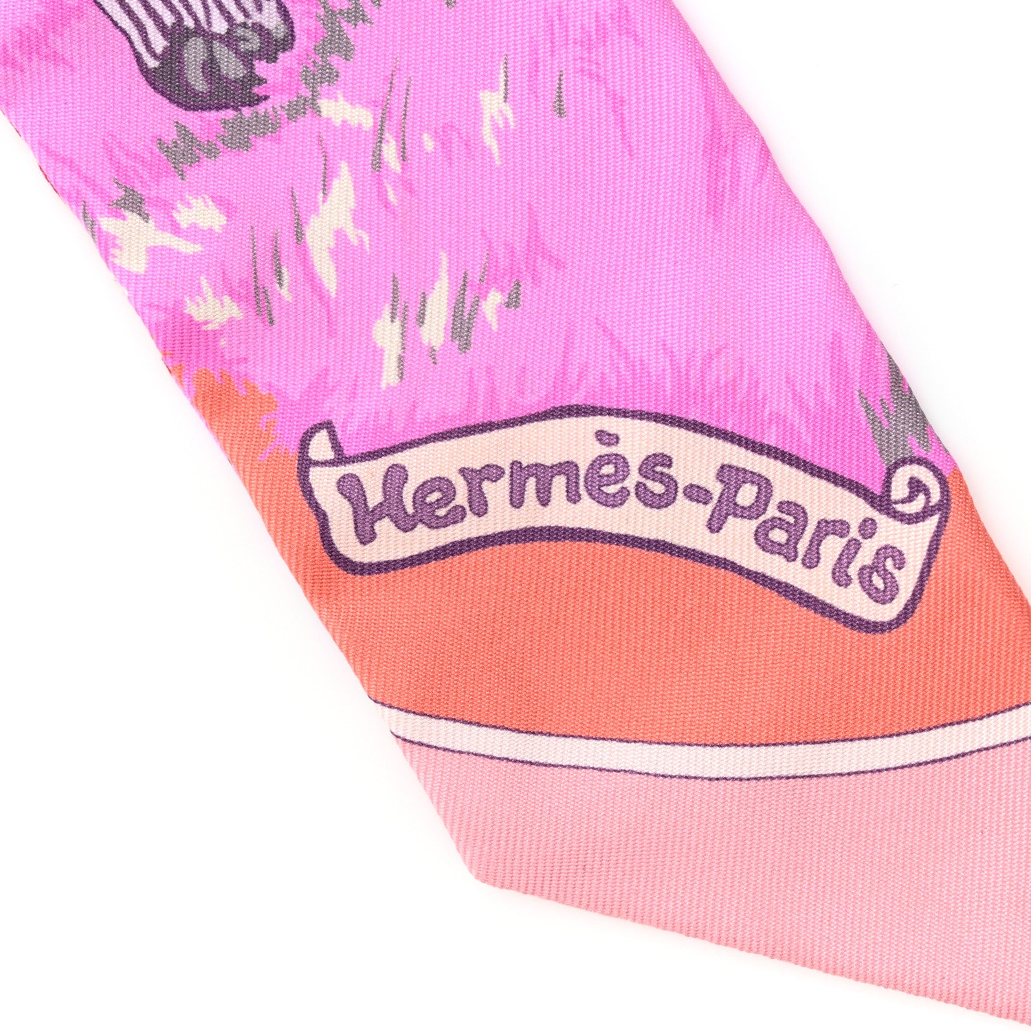 Hermes Silk Les Zebres Twilly Mauve Rose Poudre Parme 2 of 7