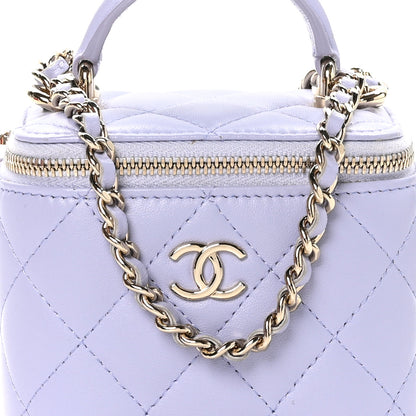 Chanel Lambskin Quilted Top Handle Mini Vanity Case With Chain Light Purple 8 of 10