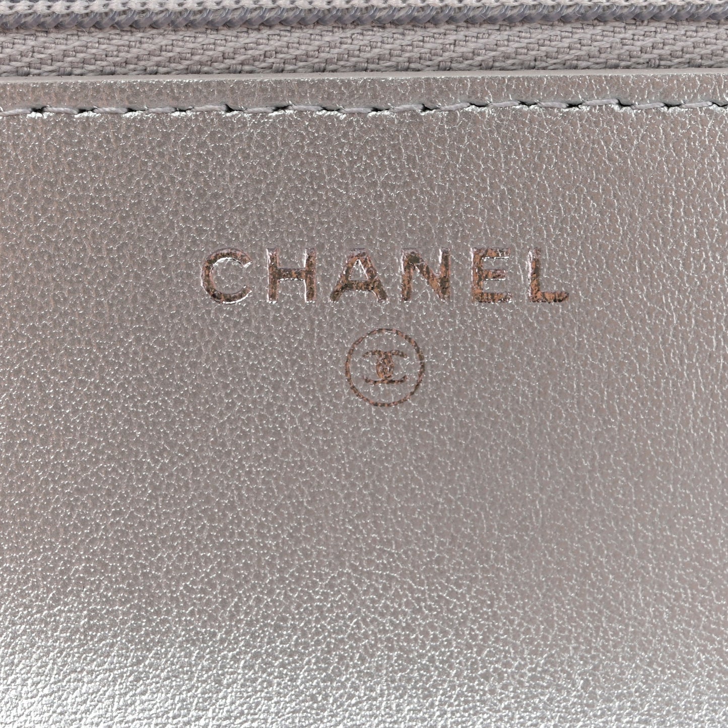 Metallic Caviar Quilted Wallet On Chain WOC Silver