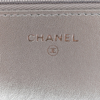 Chanel Metallic Caviar Quilted Wallet On Chain WOC Silver 6 of 13