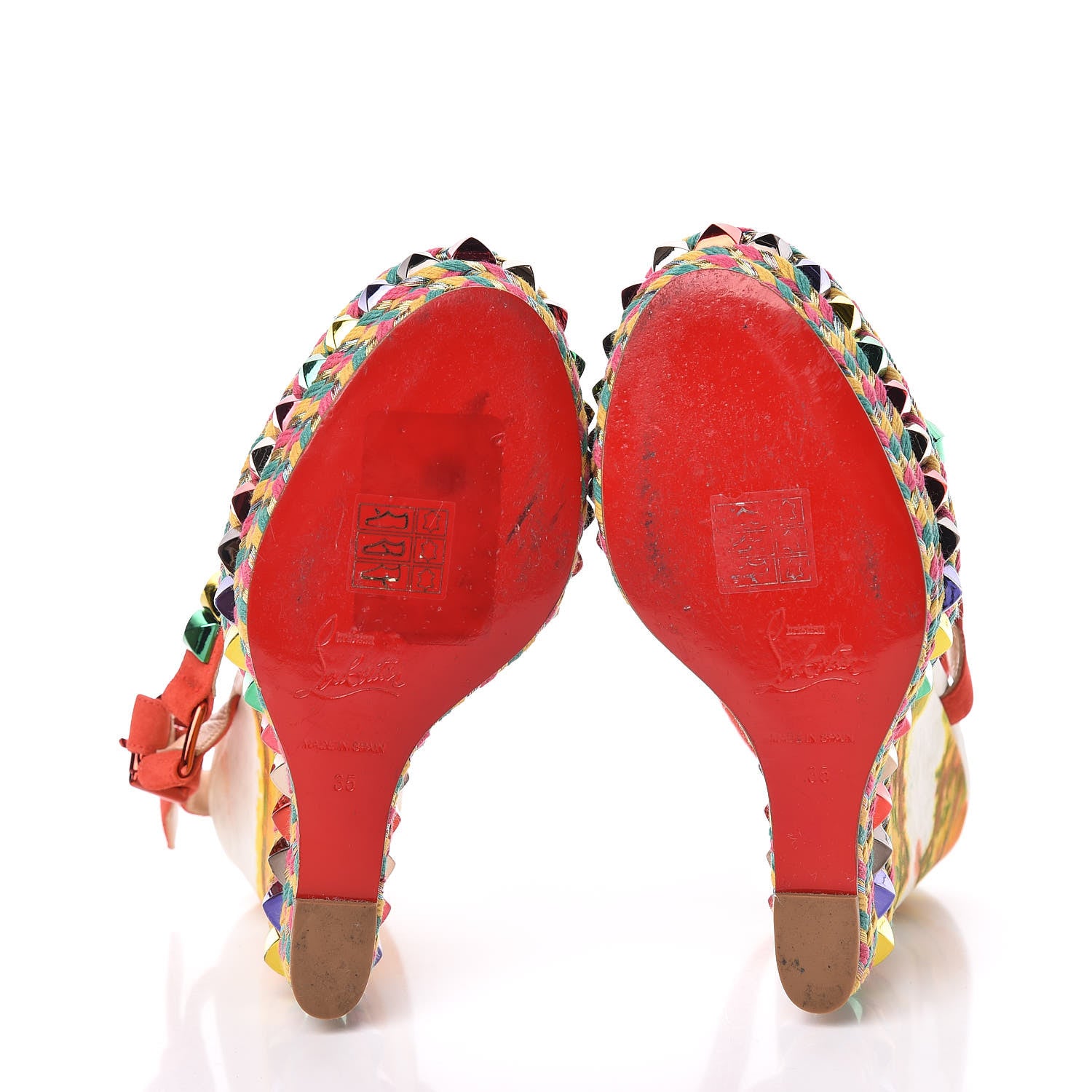 Christian Louboutin Lambskin Suede Cubana Cataclou 140 Wedge Sandals 35 Poppy 7 of 12