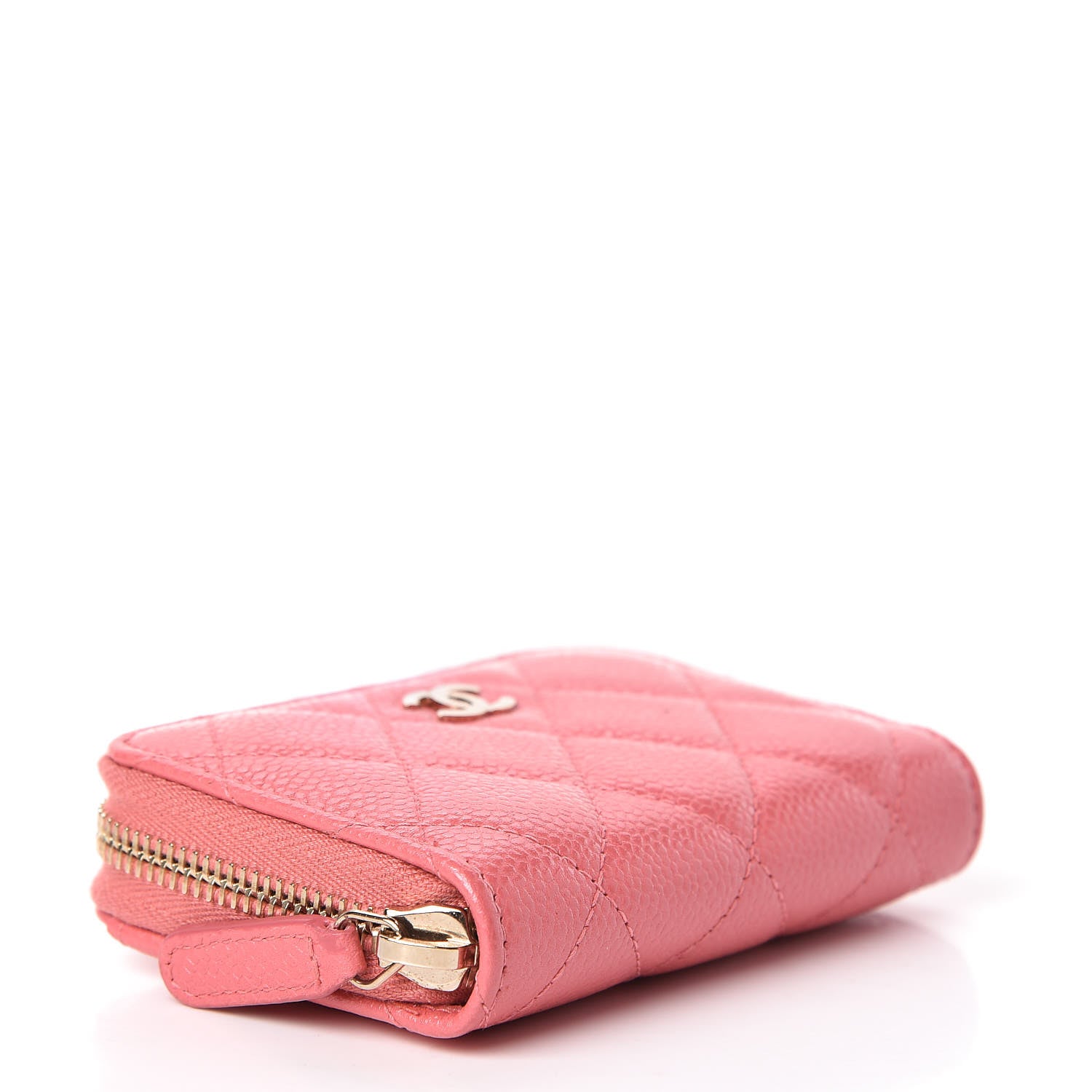 Chanel Metallic Caviar Quilted Zip Coin Purse Pink 4 of 10