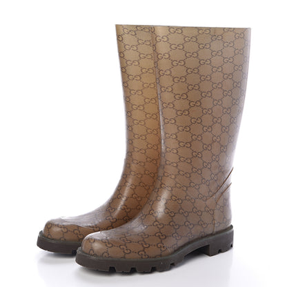 Gucci Rubber Monogram Edinburg Rain Boots 38 Transparent Cocoa 3 of 9