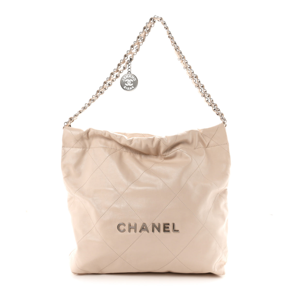 Chanel Shiny Calfskin Quilted Small Chanel 22 Ecru 1 of 11