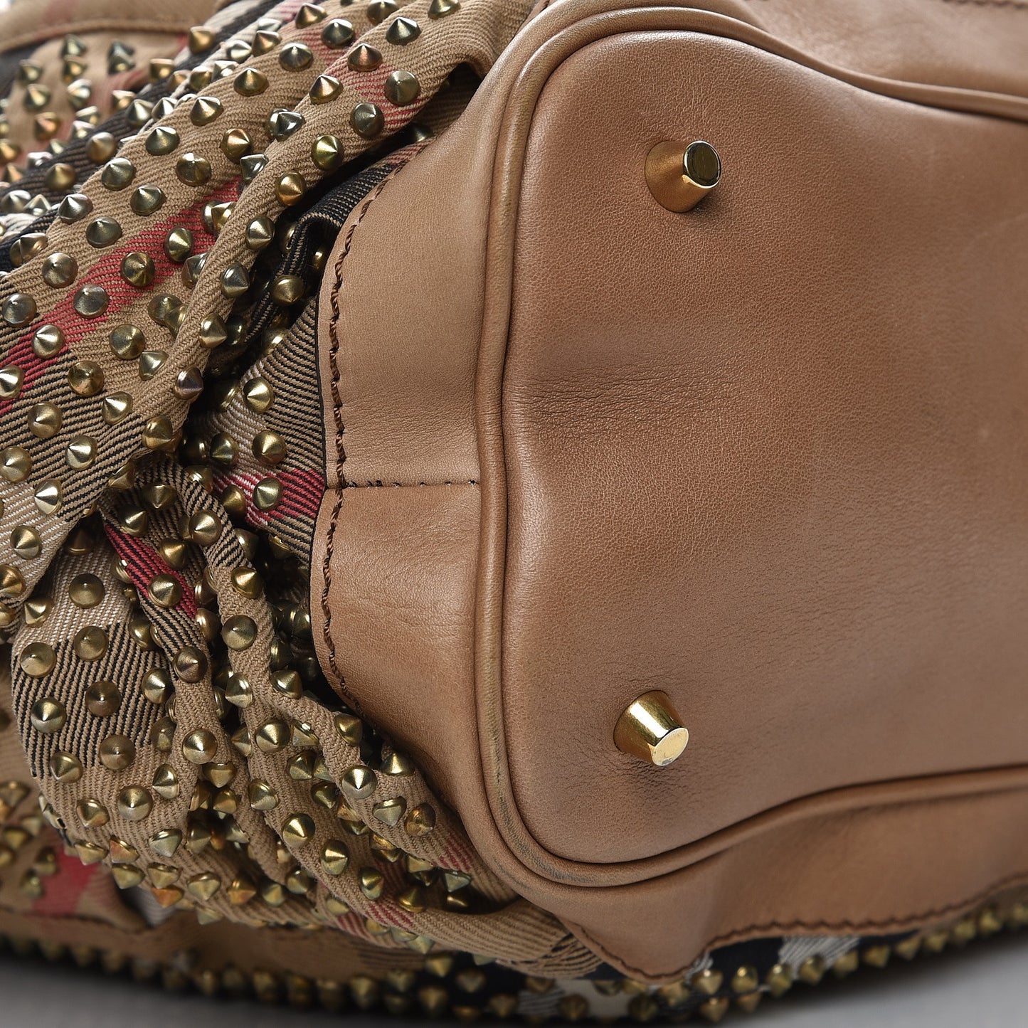 Prorsum Canvas House Check Studded Hobo Dark Sand
