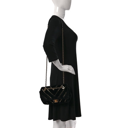 Chanel Shearling Lambskin Chevron Quilted Fur Sure Small Flap Black 2 of 9