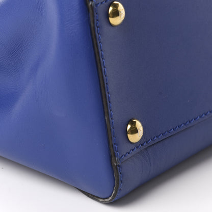 Fendi Vitello Morgan Fabric Jacquard Pequin Medium Peekaboo Iconic Satchel Blue Neon Tobacco 9 of 17