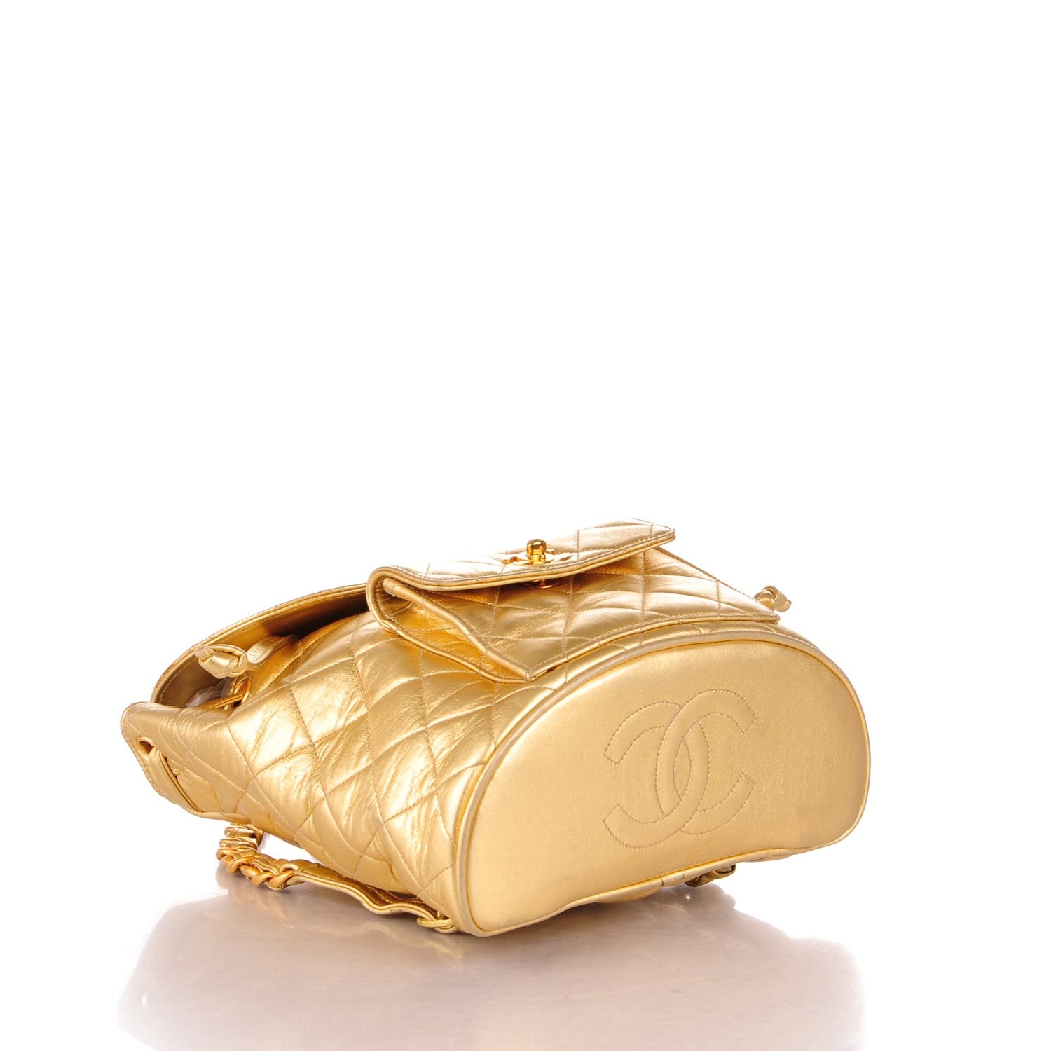 Chanel Lambskin Quilted Backpack Gold 4 of 8