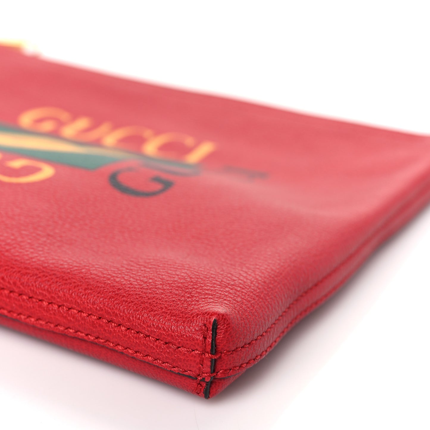 Pebbled Calfskin Medium Logo Portfolio Clutch Hibiscus Red