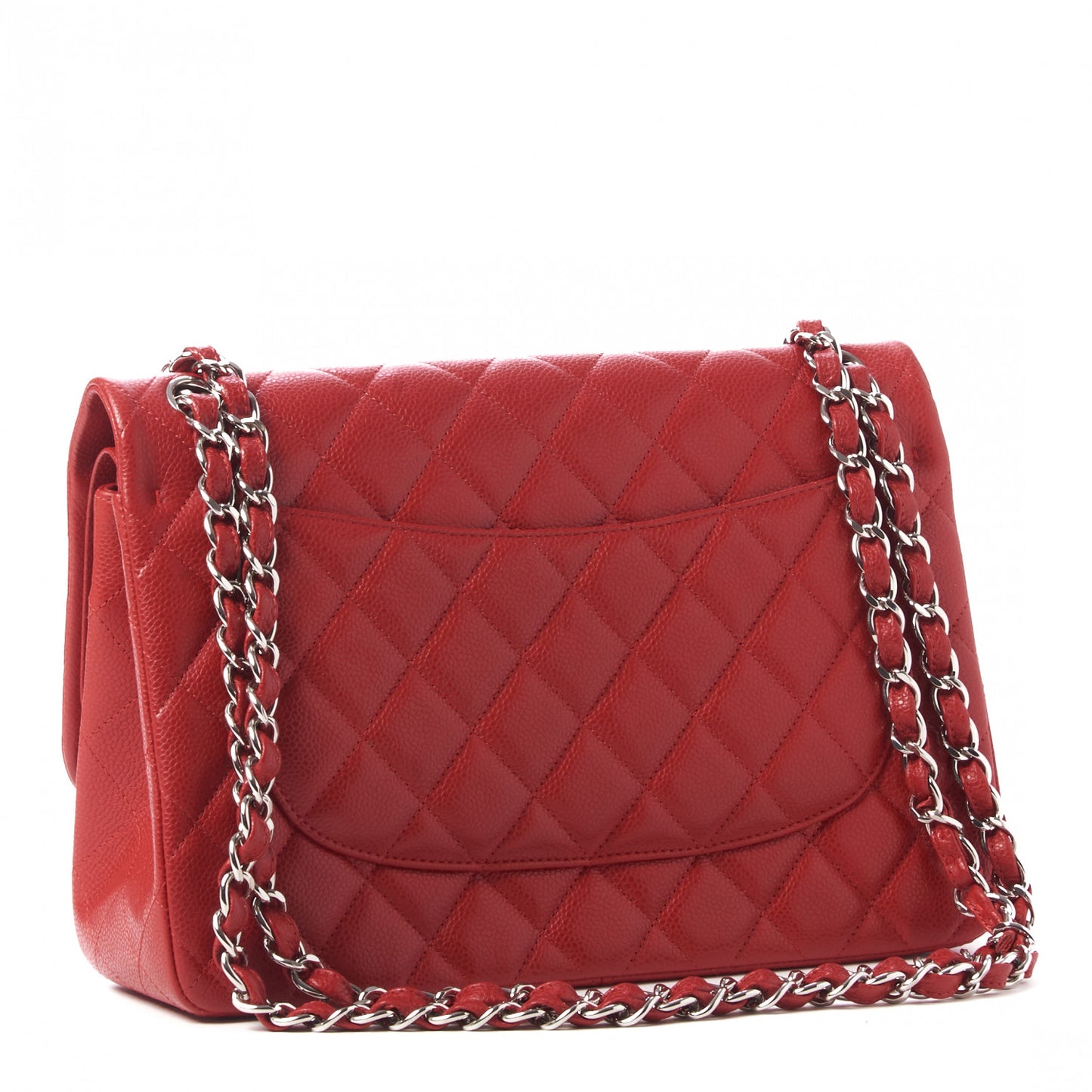 Caviar Quilted Jumbo Double Flap Red