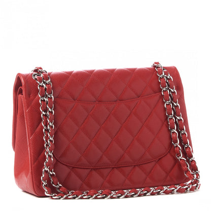 Chanel Caviar Quilted Jumbo Double Flap Red 3 of 11