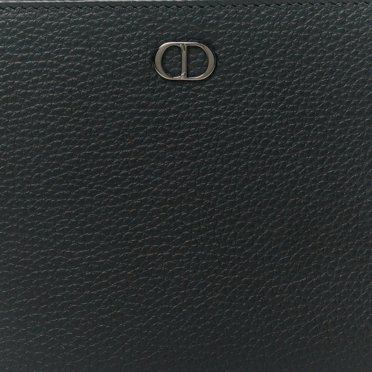 Christian Dior Grained Calfskin CD Icon Zipped Pouch With Strap Black 9 of 12
