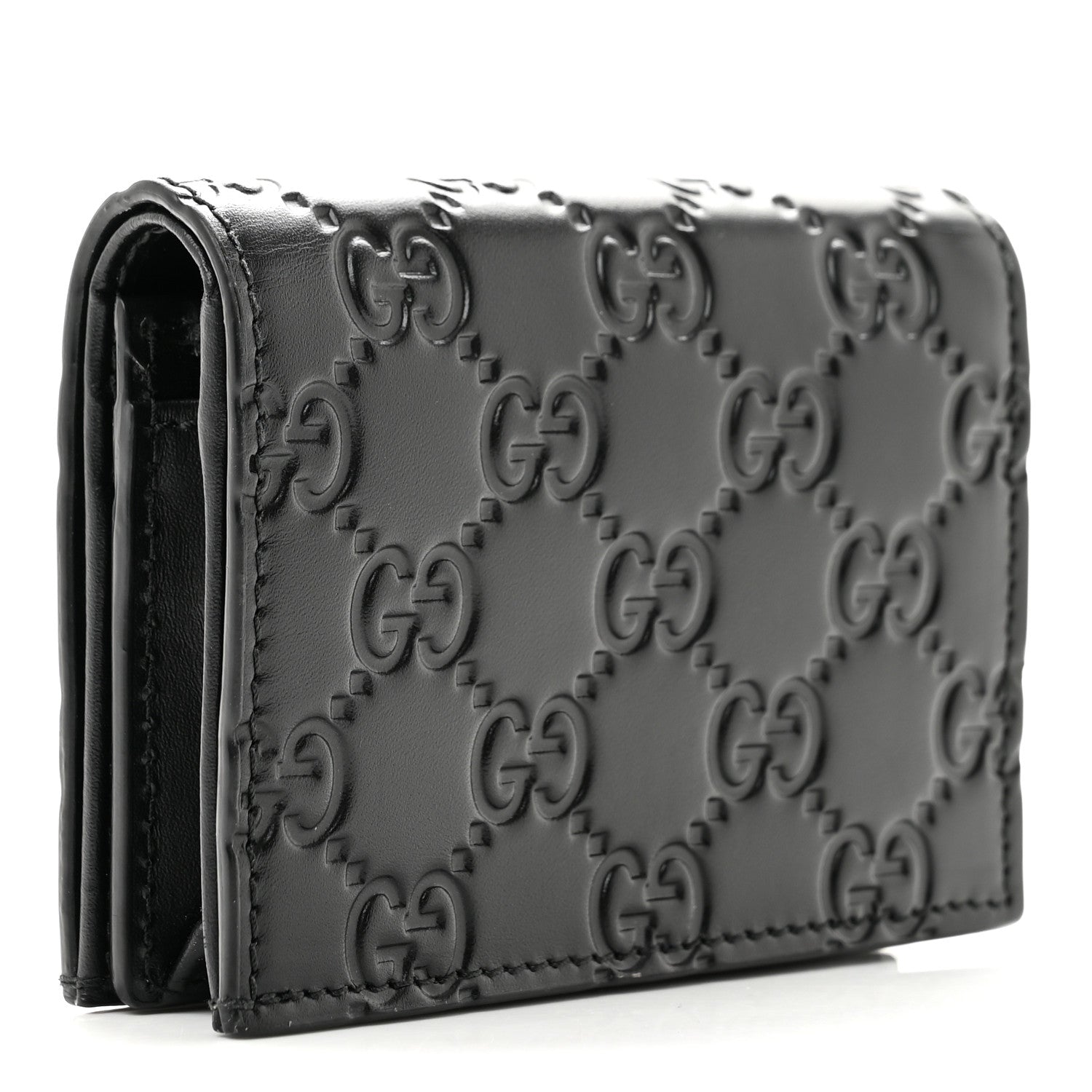 Gucci Guccissima Card Case Wallet Black 3 of 8