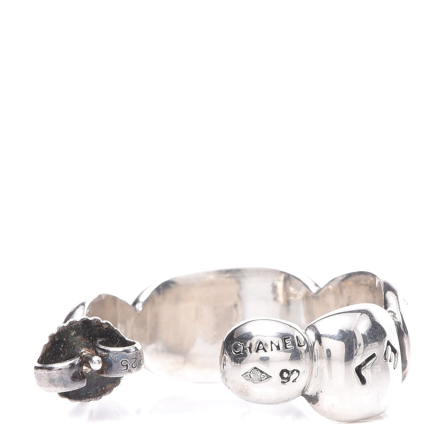 Logo Engraved Half Hoop Earrings Silver