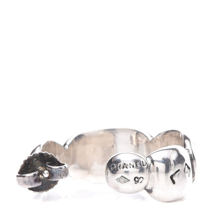 Chanel Logo Engraved Half Hoop Earrings Silver 4 of 4