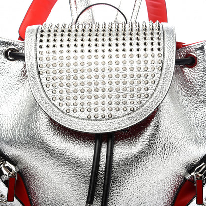 Christian Louboutin Metallic Calfskin Spiked Explorafunk Backpack Silver 9 of 9