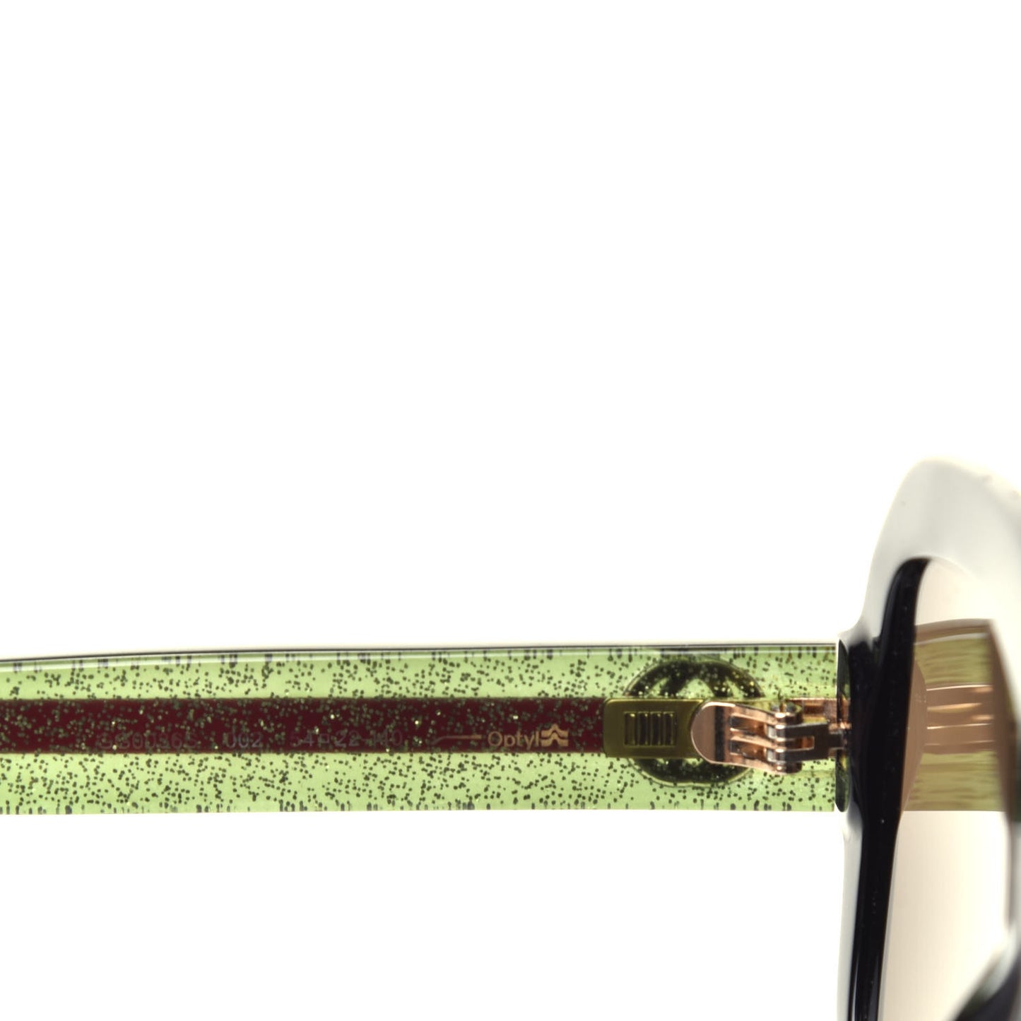 Acetate Square Frame Web Glitter Sunglasses GG0036S Black Green