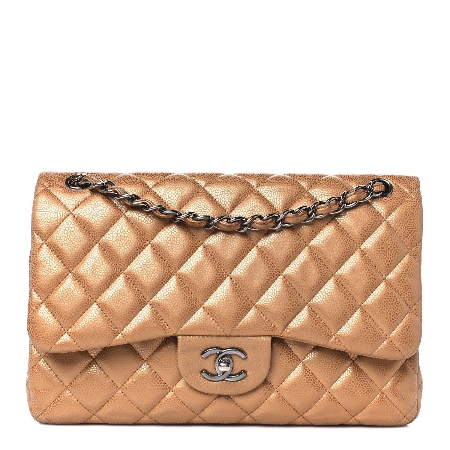 Chanel Metallic Caviar Quilted Jumbo Double Flap Copper 1 of 13