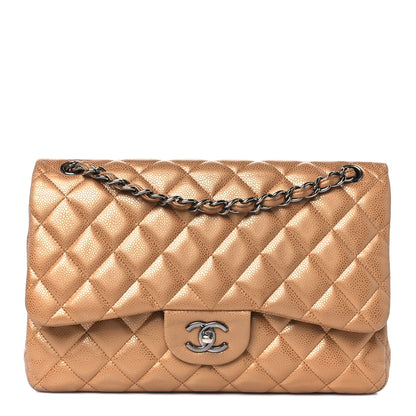 Chanel Metallic Caviar Quilted Jumbo Double Flap Copper 1 of 13