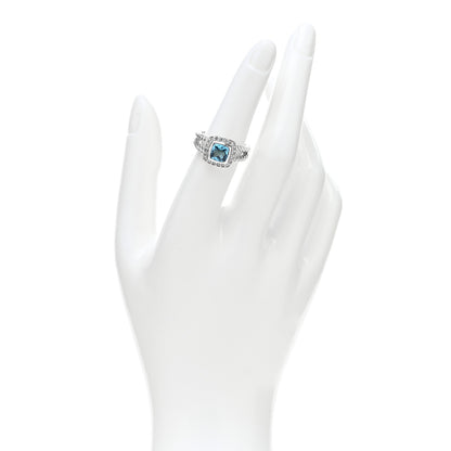 David Yurman Sterling Silver Diamond Blue Topaz 7mm Petite Albion Ring 50 5.5 2 of 5