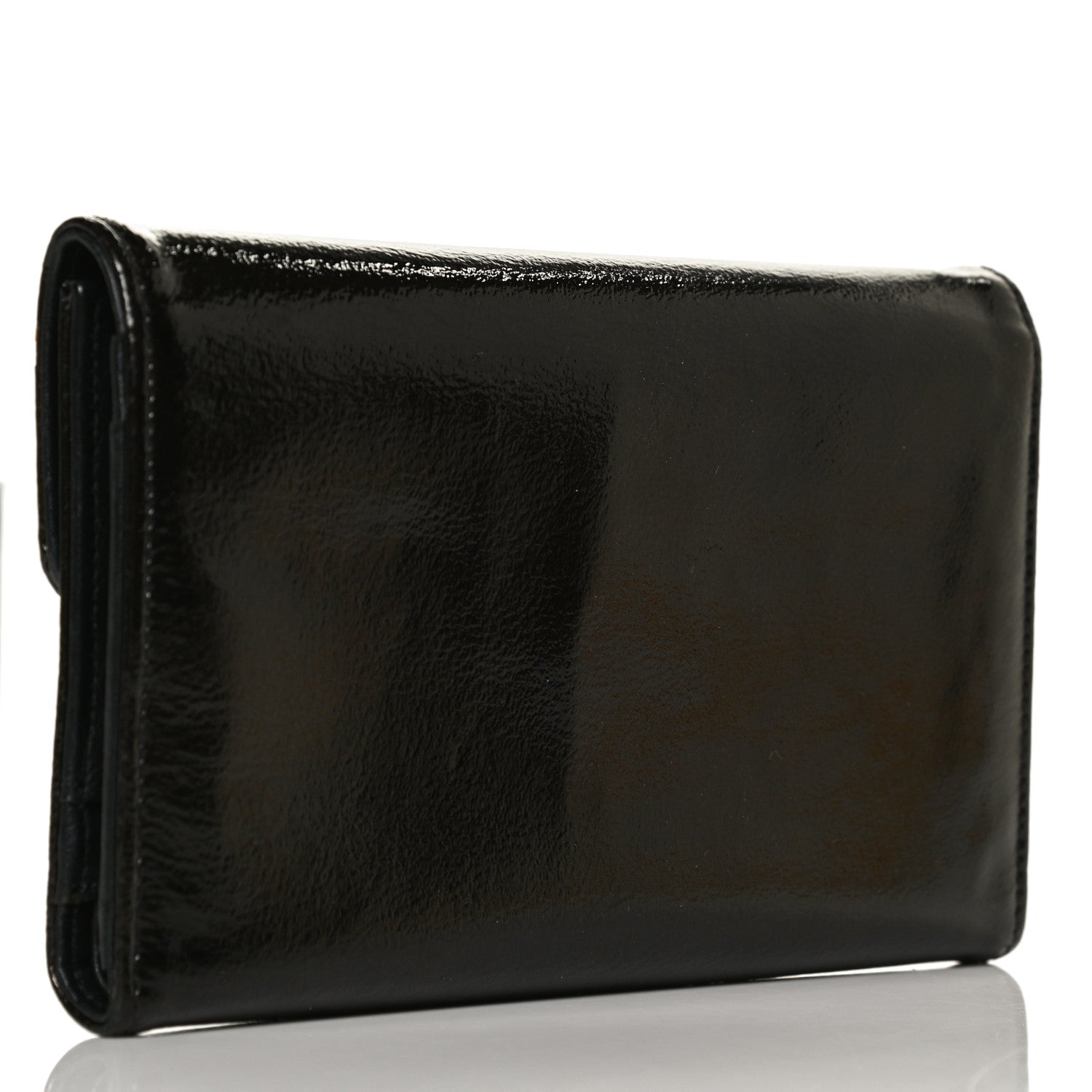 Chanel Patent Goatskin Large Flap Wallet Dark Brown 3 of 10