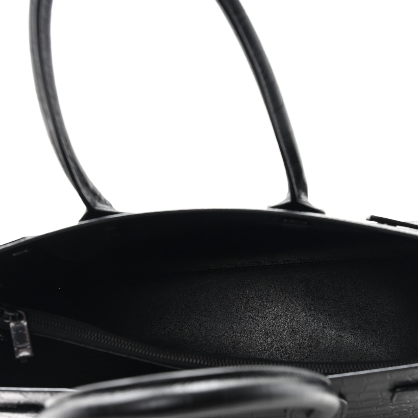 Calfskin Crocodile Embossed Large Sac De Jour Carryall Black