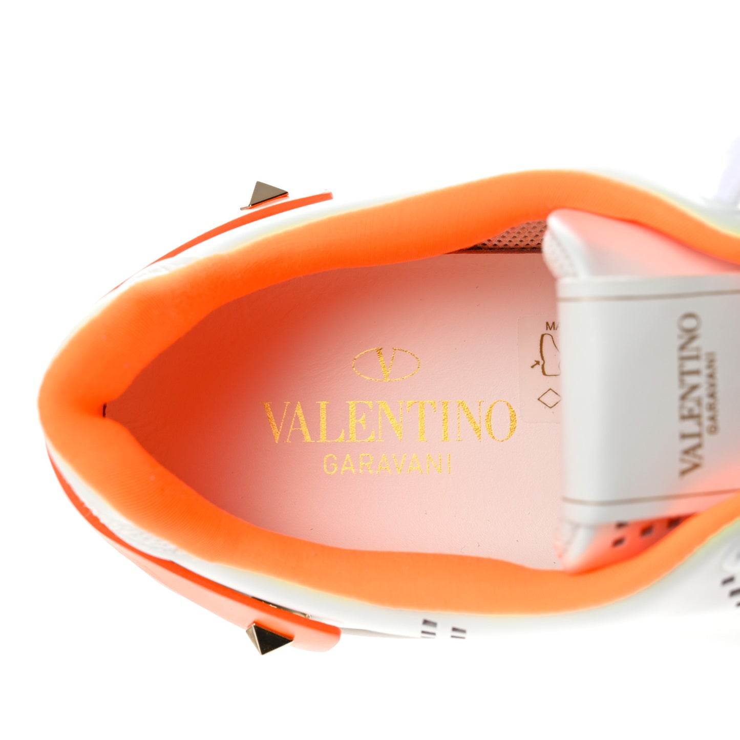 Calfskin Womens Backnet Sneakers 37 White Orange Fluo