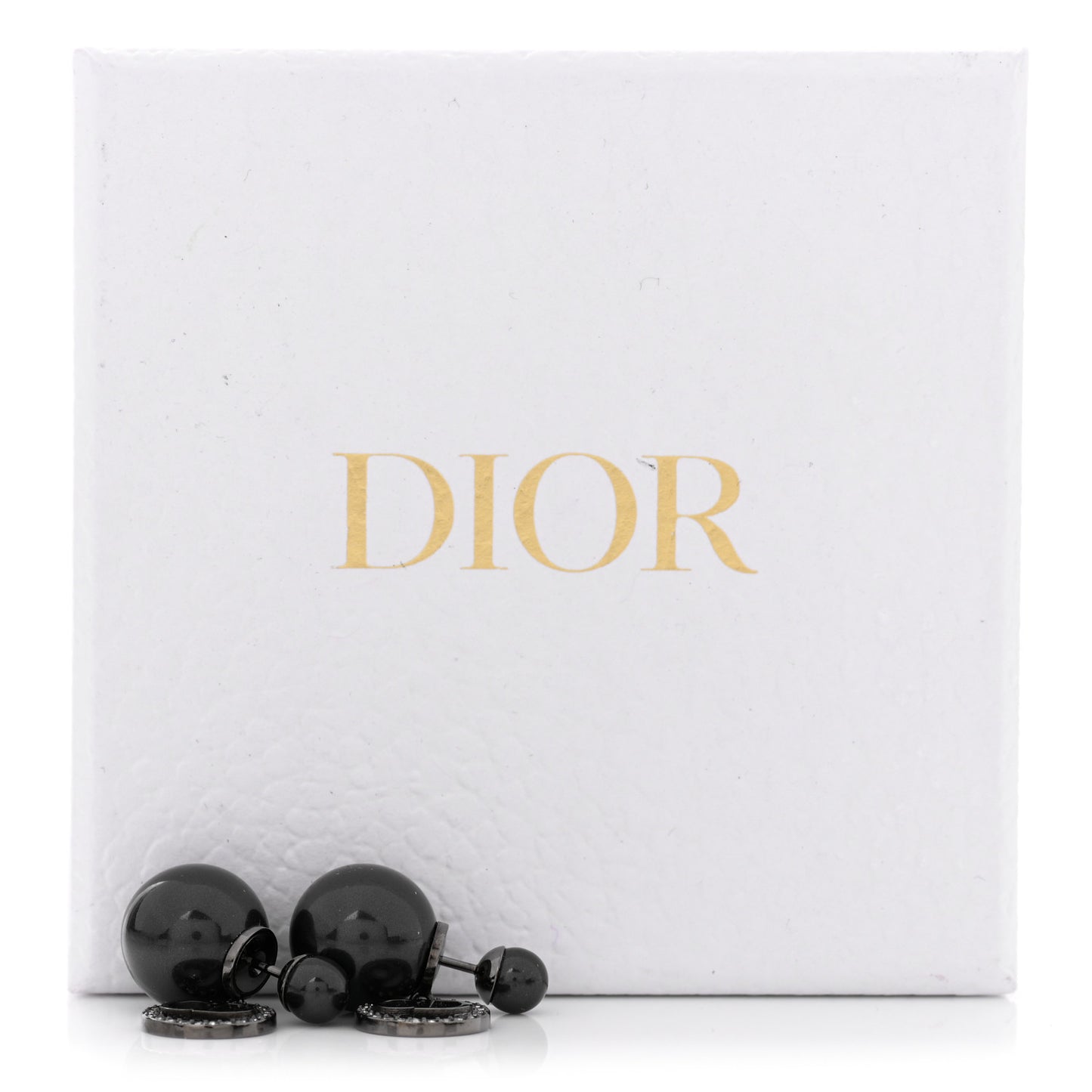 Crystal Pearl Logo Tribal Earrings Black