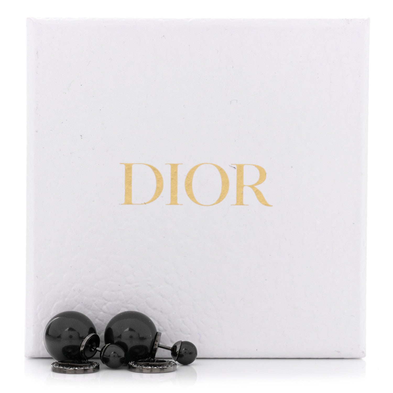Christian Dior Crystal Pearl Logo Tribal Earrings Black 5 of 5