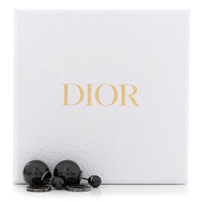 Christian Dior Crystal Pearl Logo Tribal Earrings Black 5 of 5