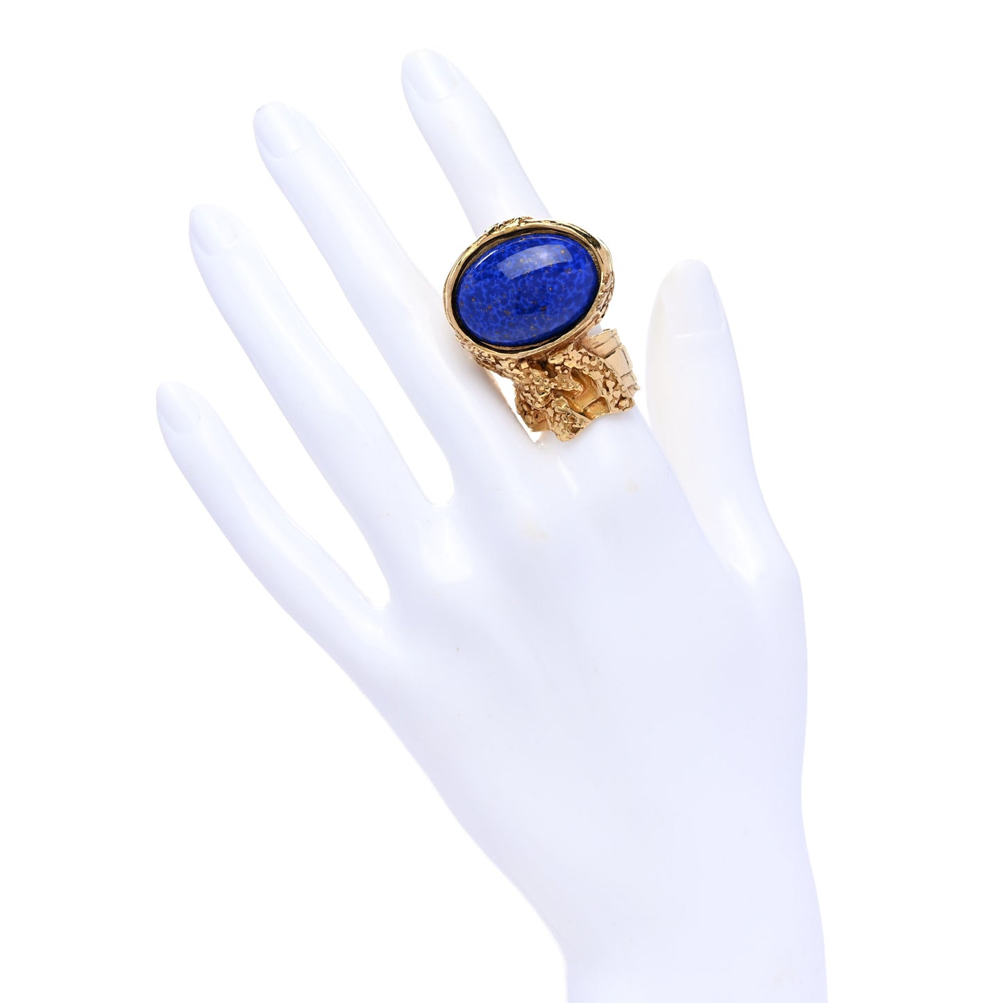 Glass Cabochon Arty Ovale Ring 54 7 Gold Lapis